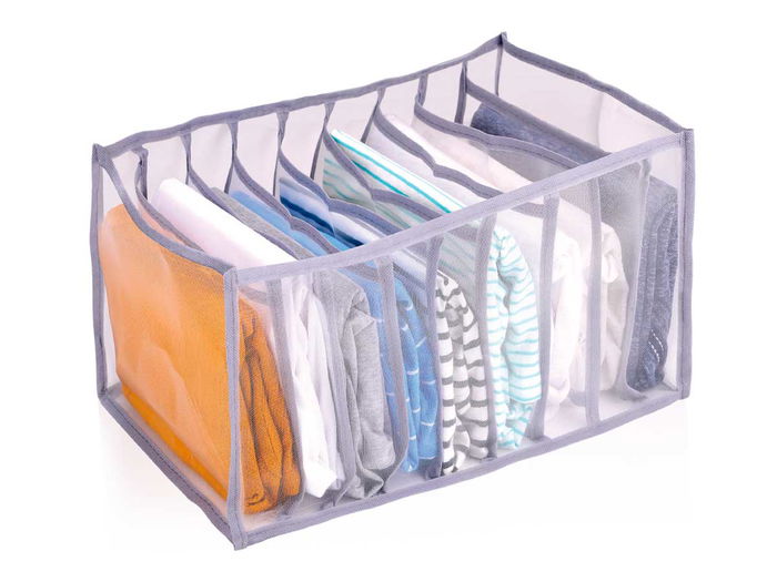Kipit Organizador de Camisas con 9 Compartimentos Gris de Tela (Nylon) 36x28x20 cm (Set de 24)