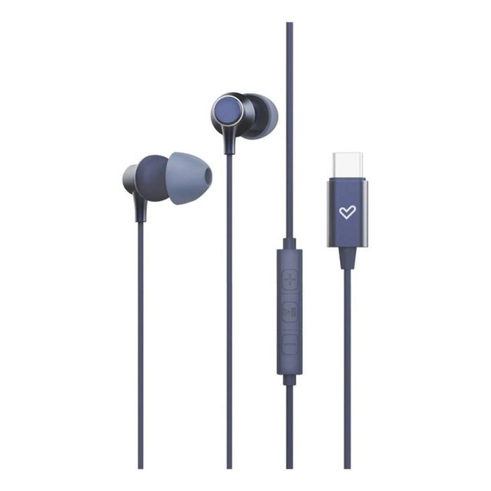 Energy Sistem Metallized Type C Auriculares Inalámbricos Intraduditivos con Cable USB-C, Controlador 3 Botones, Micrófono y Almohadillas, Azul