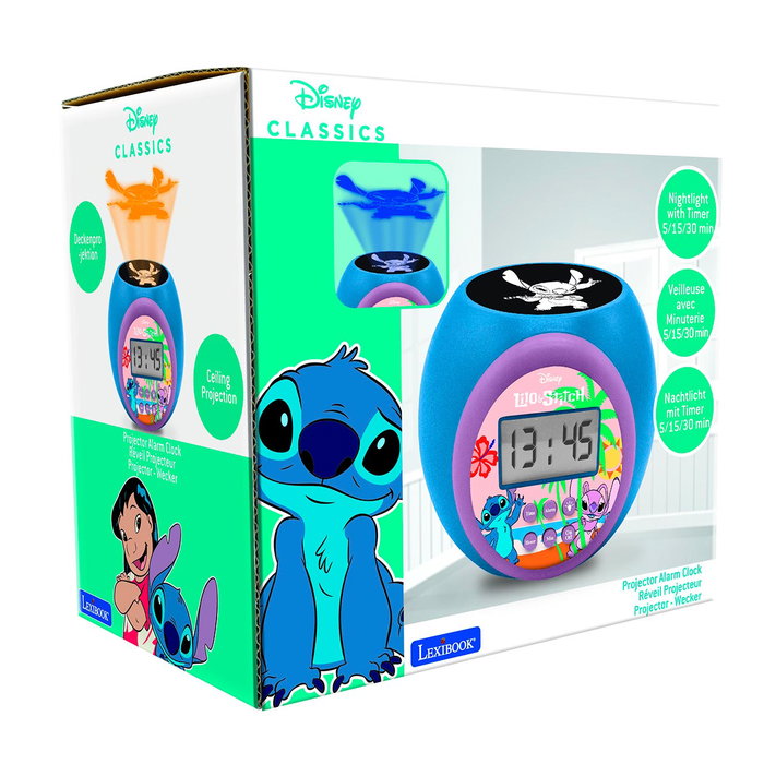Lexibook Reloj Despertador Proyector Disney Stitch con Luz de 3 Colores Lexibook Reloj Despertador Proyector Disney Stitch con Luz de 3 Colores