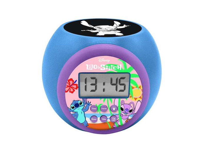 Lexibook Reloj Despertador Stitch con Proyector y Temporizador, Reloj para Niños Recomendado 4 Años o Más, Diseño de Plástico/Metal, Sin Montaje