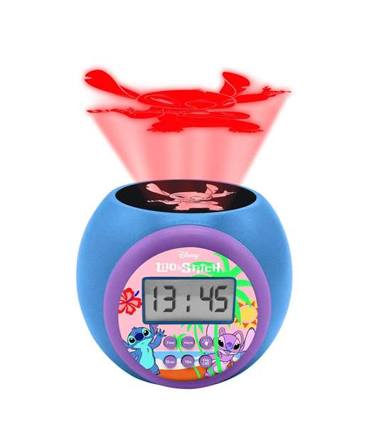 Lexibook Reloj Despertador Stitch con Proyector y Temporizador, Reloj para Niños Recomendado 4 Años o Más, Diseño de Plástico/Metal, Sin Montaje