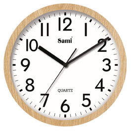 SAMI Reloj de Pared de Madera de Pino Redondo 30 cm HQ TAIWAN