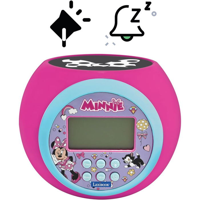 Lexibook Reloj Despertador Proyector Minnie Disney con Alarma y Luz Nocturna LCD