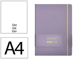 Antartik Cuaderno A4 Tapa Dura Hojas Lisas Morado y Amarillo 100 Hojas 80 gr FSC