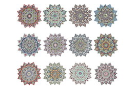 DKD Home Decor Posavasos Mandala de Dolomita Surtido de 12 Unidades