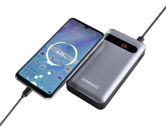 Intenso PD20000 Power Bank Power Delivery 20000 mAh Antracita, Batería Externa con Quick Charge 3.0, USB-C, Pantalla LCD