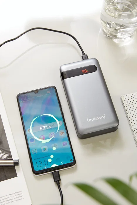 Intenso PD20000 Power Bank Power Delivery 20000 mAh Antracita, Batería Externa con Quick Charge 3.0, USB-C, Pantalla LCD