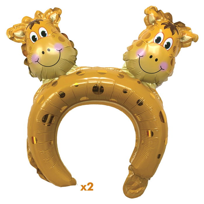 Party Time Juego De 2 Diademas/Globo Infantil Party Time Modelos Surtidos Cebra Jirafa Mono Tigre Reutilizables