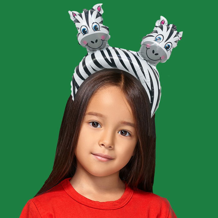 Party Time Juego De 2 Diademas/Globo Infantil Party Time Modelos Surtidos Cebra Jirafa Mono Tigre Reutilizables