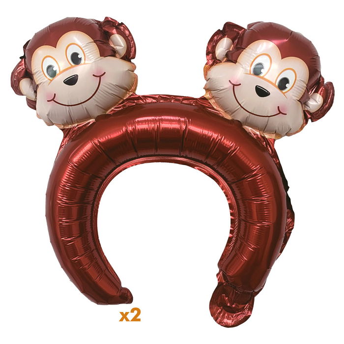 Party Time Juego De 2 Diademas/Globo Infantil Party Time Modelos Surtidos Cebra Jirafa Mono Tigre Reutilizables