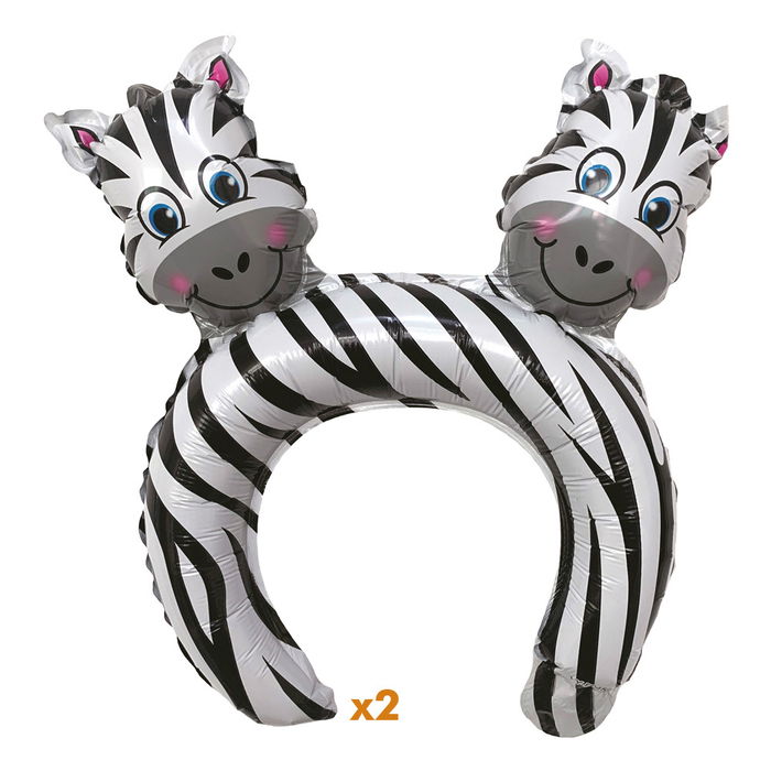 Party Time Juego De 2 Diademas/Globo Infantil Party Time Modelos Surtidos Cebra Jirafa Mono Tigre Reutilizables