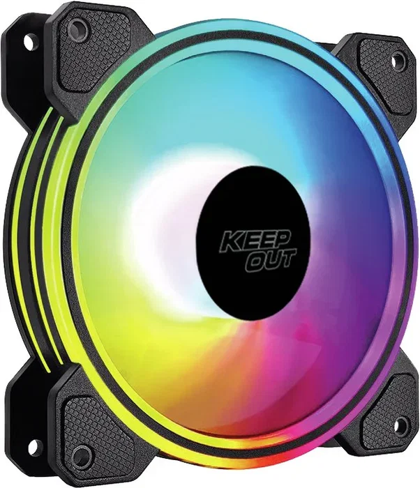 Keep Out Ventilador PC Gaming ARGB 120mm XFC-120DR - 1600 RPM, Control PWM, Sistema Antivibración, Negro