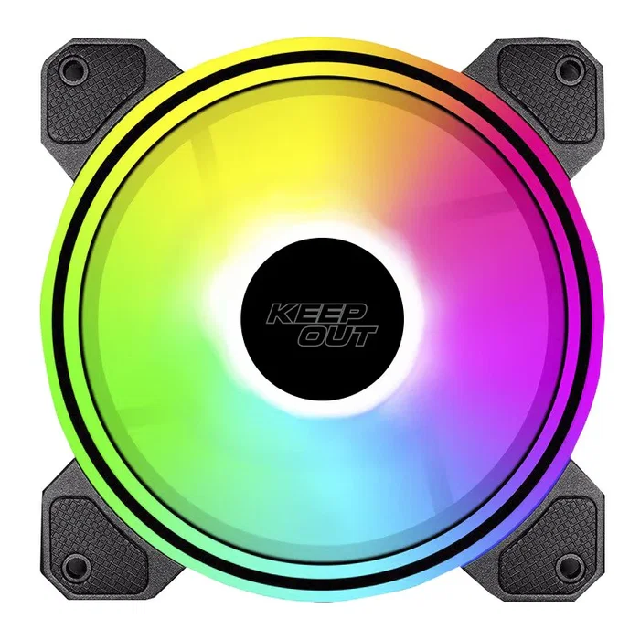 Keep Out Ventilador PC Gaming ARGB 120mm XFC-120DR - 1600 RPM, Control PWM, Sistema Antivibración, Negro