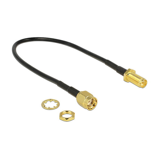 DeLOCK Cable coaxial 88876 RP-SMA a RP-SMA 0,2 m Negro