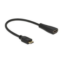 DeLOCK Cable Adaptador Mini HDMI-C Macho a HDMI-A Hembra, High Speed with Ethernet, 23cm