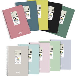 GRAFOPLAS Set de 12 Blocs Like 3 Tapa PP Folio 80h Cuadriculado 4x4 90g Surtido