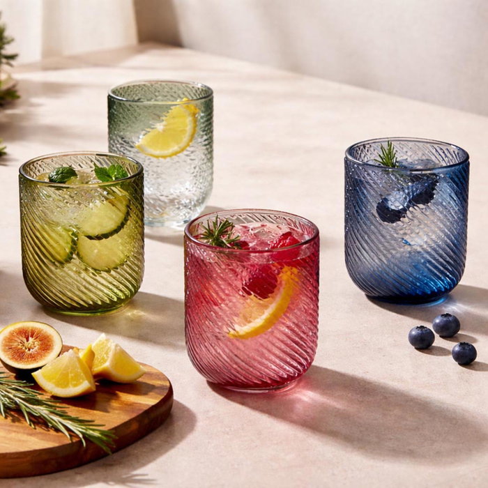 Versa Vaso de Cristal Rosa 260ml 7 x 9 cm (6 Unidades)