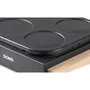 Domo DO8717P Crepera, 1000 W, Prepara 6 Crepes de 11.5 cm, Termostato Regulable, Color Negro con Madera