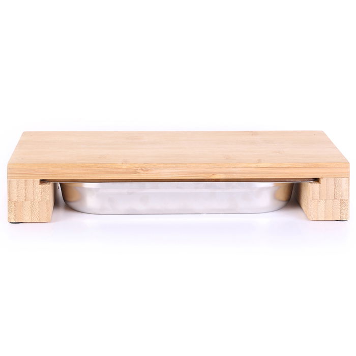 Cook Concept Tabla Cortar con Cajón de Acero Inoxidable y Bambú Cocina 32,5x16,5 cm