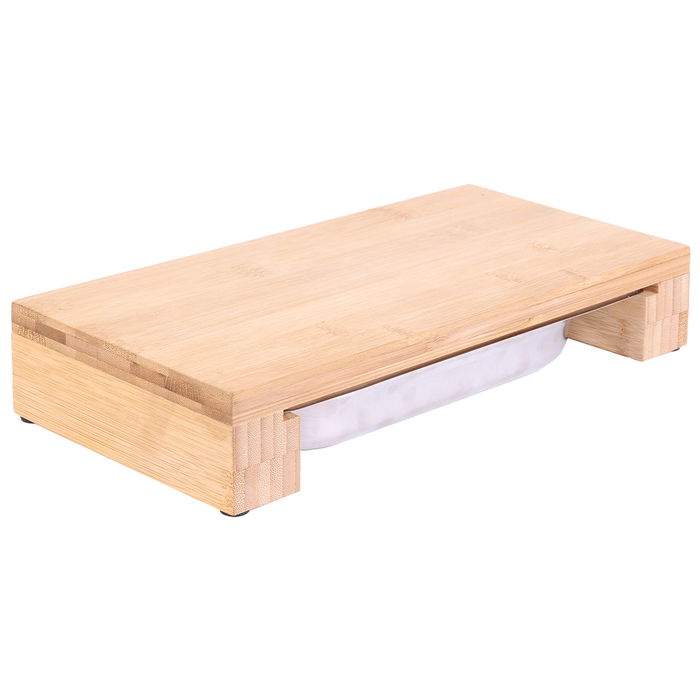 Cook Concept Tabla Cortar con Cajón de Acero Inoxidable y Bambú Cocina 32,5x16,5 cm