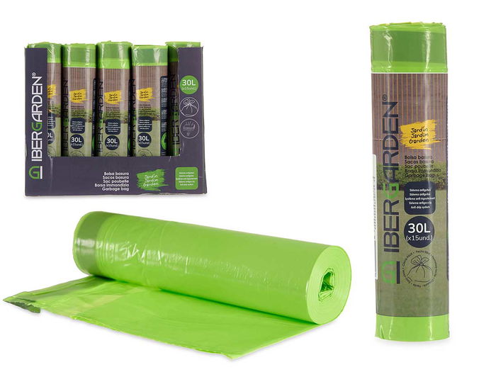 Ibergarden Bolsa Basura Autocierre Perfumada 30L 15Uds Verde 55 x 55 cm (Set de 24) Ibergarden Bolsa Basura Autocierre Perfumada 30L 15Uds Verde 55 x 55 cm (Set de 24)