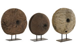 DKD Home Decor Escultura Item Home Natural Madera y Hierro 25 x 50 x 42 cm Hecho a mano