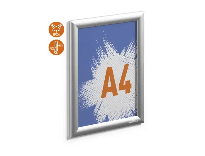 Durable Marco Portaanuncios Exterior Aluminio Anodizado Plata A4 350x260x12 mm Resistente Intemperie Durable Marco Portaanuncios Exterior Aluminio Anodizado Plata A4 350x260x12 mm Resistente Intemperie