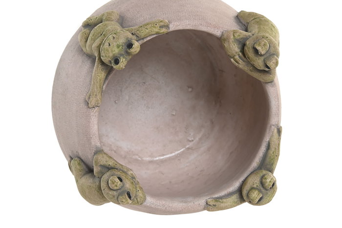 DKD Home Decor Jarrón de Cemento con Ranás Gris y Verde DKD Home Decor Jarrón de Cemento con Ranás Gris y Verde