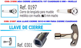 AGA Cierre Lengüeta 197 Cuadrado 8 mm + Muelle