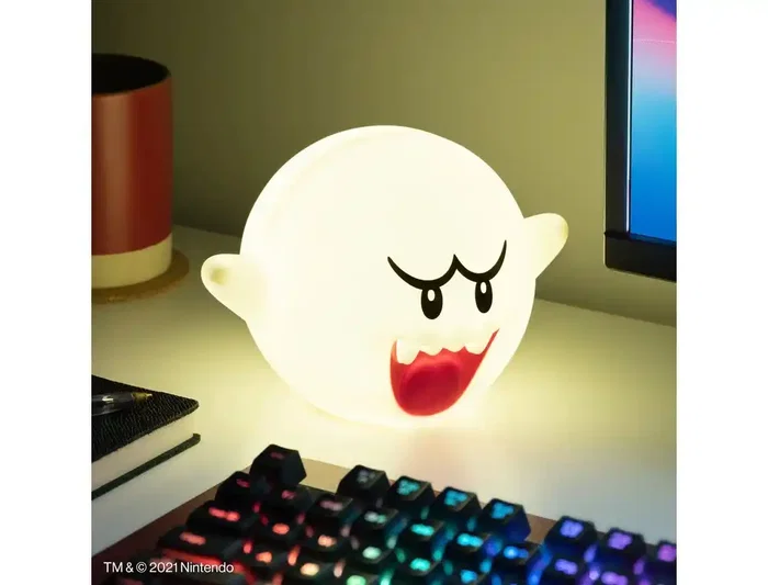 Wondee Lámpara Boo Light Super Mario con Sonido Oficial - Lámpara Decorativa con Luz y Sonido del Fantasma Boo, 119x157x173 mm