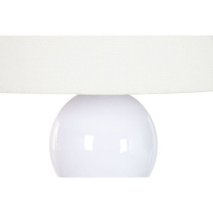 DKD Home Decor Lámpara de Pie de Cerámica y Lino Blanca