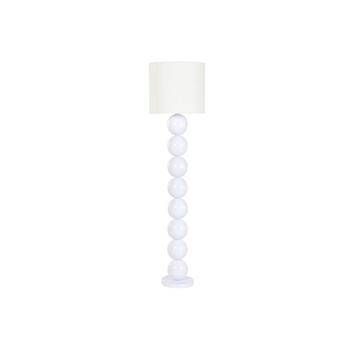 DKD Home Decor Lámpara de Pie de Cerámica y Lino Blanca