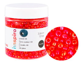 Innspiro Rocalla de vidrio redonda aurora boreale rojo 3,8mm 120g