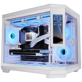 Mars Gaming Caja MC3TCORELCDM Semitorre Micro-ATX Blanca con Pantalla IPS 7.2" y Triple Cristal Templado