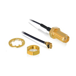 DELOCK 88825 Antena Cable SMA Hembra a I-PEX MHF I Macho 0.5m 50Ω para montaje 1.37 Longitud Roscado 10mm Negro