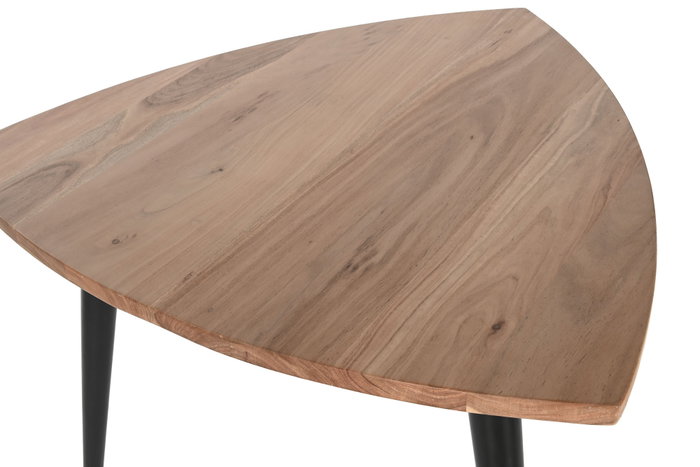 DKD Home Decor Mesa de Centro de Acacia y Metal Natural 90x90x76
