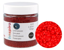 Innspiro Rocalla de Vidrio Redonda Glaseado Rojo 2,3mm 120g