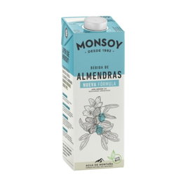 Monsoy Bebida de Almendras Bio 1L, Nueva Fórmula con 40% Menos Azúcar Añadido