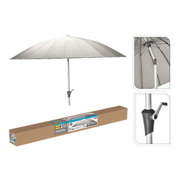 Basics Parasol Gris 280 x 248 cm con Mástil de Aluminio y Sistema de Apertura por Manivela Inclinable, Tela de Poliéster 180 g/m² UPF30+, 24 Varillas de Fibra de Vidrio