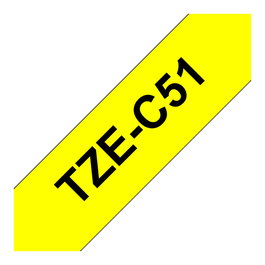 Brother TZE-C51 Cinta Laminada de 24 mm, Negro sobre Amarillo Fluorescente, 5 m