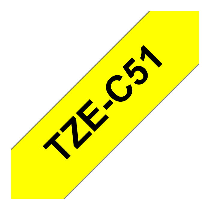 Brother TZE-C51 Cinta Laminada de 24 mm, Negro sobre Amarillo Fluorescente, 5 m Brother TZE-C51 Cinta Laminada de 24 mm, Negro sobre Amarillo Fluorescente, 5 m