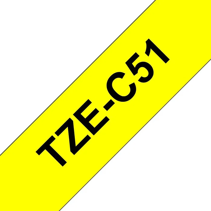 Brother Cinta Laminada TZeC51 Amarillo Fluorescente/Negro 24mm Brother Cinta Laminada TZeC51 Amarillo Fluorescente/Negro 24mm