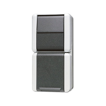 Jung 871 W WG 800 AP/WD - Enchufe de superficie con pulsador, color blanco alabastro/blanco intenso, grado de protección IP44 Jung 871 W WG 800 AP/WD - Enchufe de superficie con pulsador, color blanco alabastro/blanco intenso, grado de protección IP44