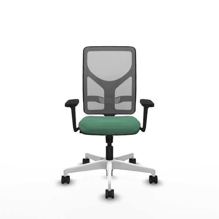 PIQUERAS Y CRESPO Silla de oficina Motilla con mecanismo Sincro, Verde esmeralda y Gris