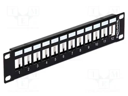 DeLOCK 43326 Patch Panel Keystone de 12 Puertos Negro de Metal