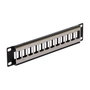DeLOCK 43326 Patch Panel Keystone de 12 Puertos Negro de Metal