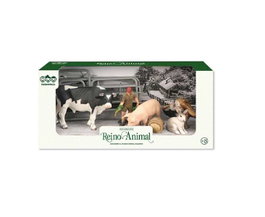 Jugatoys - naturetoys Figuras animales Granja con granjero y valla, 8 piezas - Modelos surtidos