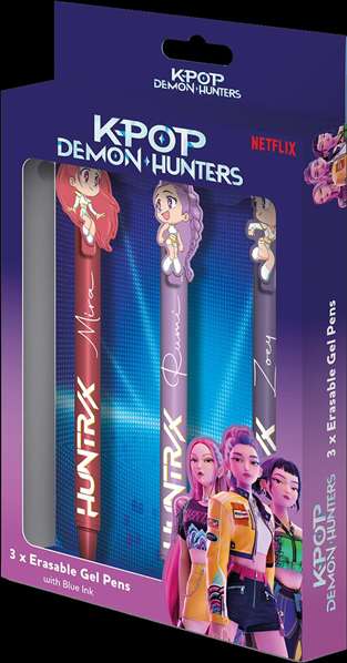Kids Euroswan Pack de 3 Bolígrafos de Gel K-Pop Demon Hunters con Tinta Borrable Kids Euroswan Pack de 3 Bolígrafos de Gel K-Pop Demon Hunters con Tinta Borrable