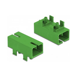 DeLOCK Acoplador de fibra óptica SC Simplex hembra a SC Simplex hembra monomodo verde, plano, conector tipo SC hembra para PCB