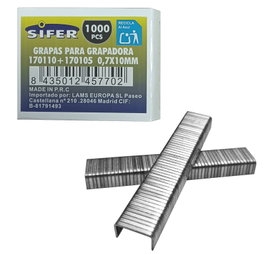 SIFER Grapas para Grapadora 17110-17105 07x10mm Caja 1000 Pcs